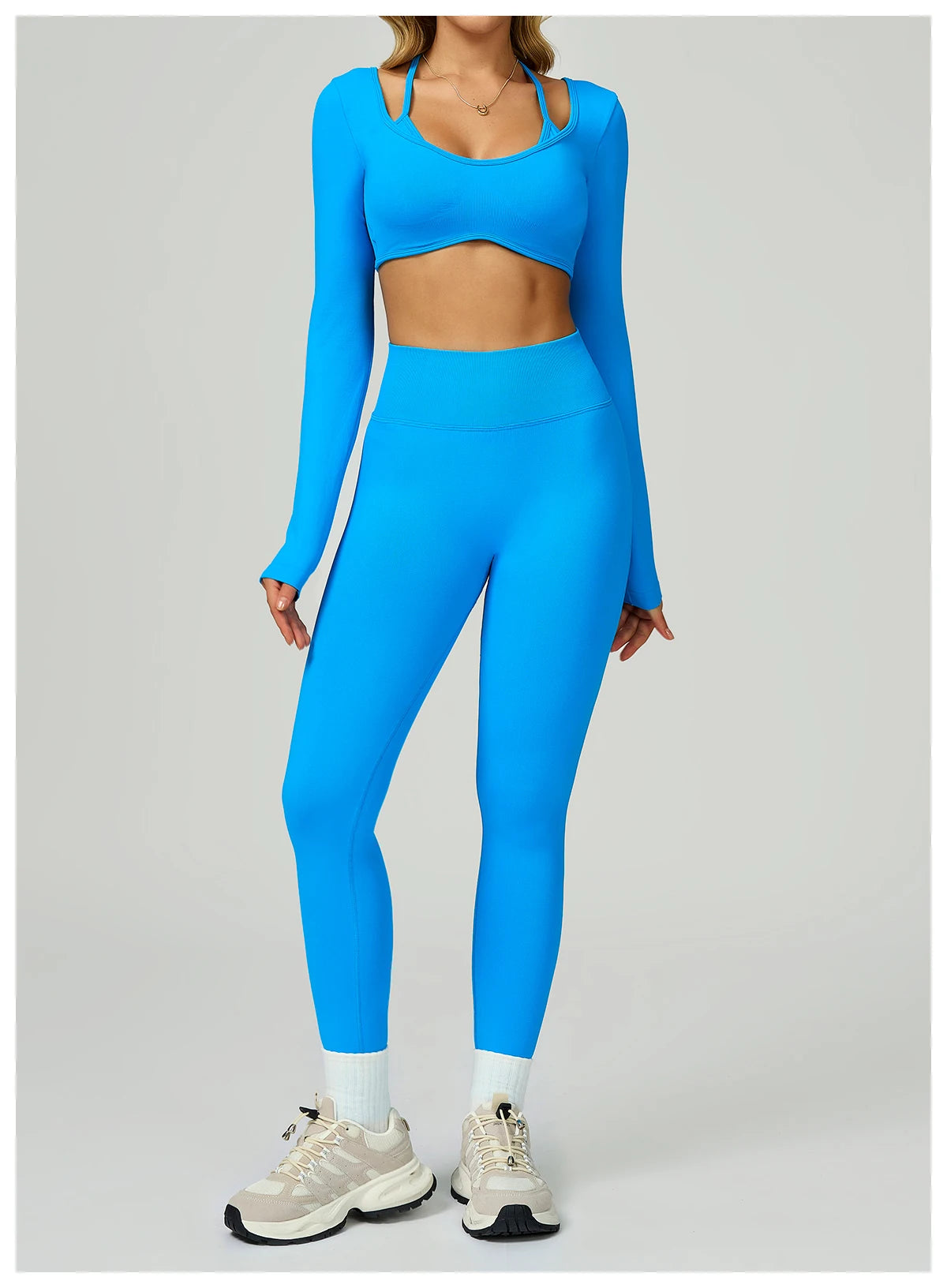 Seamless Yoga Long Sleeved Quick Dry T-Shirt Women Gym Top Women Fitness Sports Crop Top Ribbed Female Long Sleeve Yoga Clothing