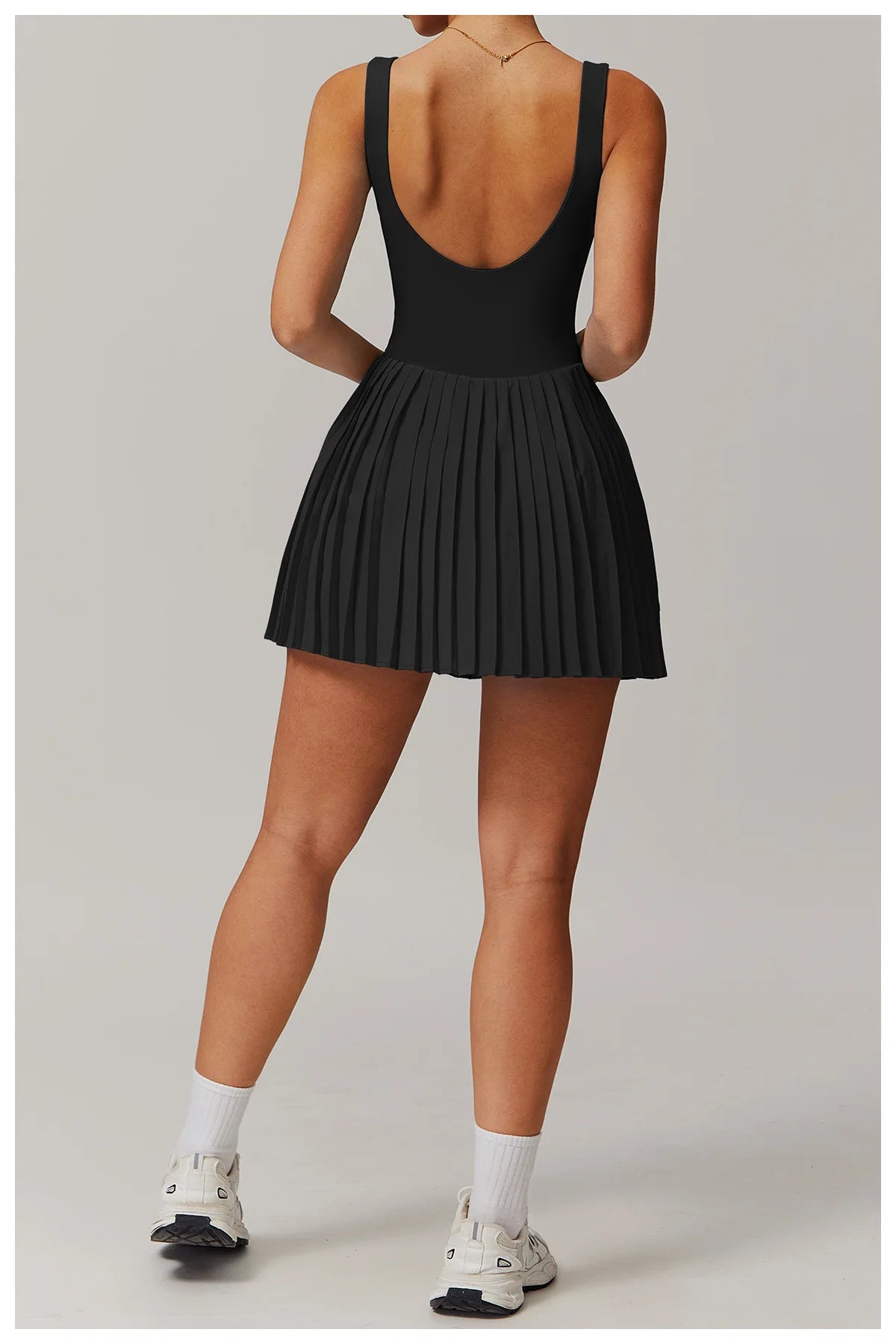 Yoga Set Naked Tennis Dress Women's Jumpsuit Bottom anti Glare Fitness Clothes Sports Running Pockets Pleated Skirt Sports Dress