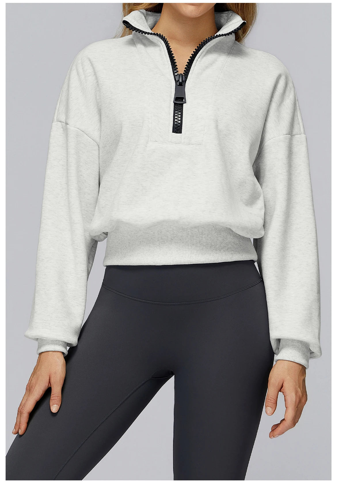 Winter Sports Hoodie Yoga Long Sleeved Women's Stand Collar Loose Windproof Hoodie Warm Long Sleeved Casual Outdoor Sports Top