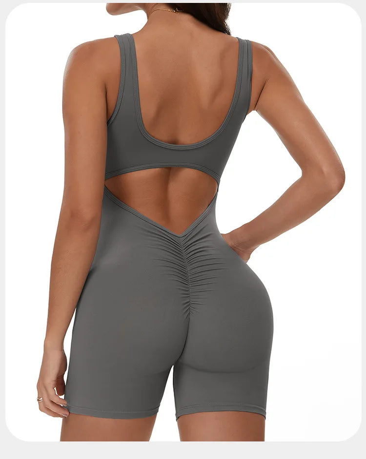 Yoga Jumpsuits Women Tracksuit Set Fitness Rompers Sexy One Piece Sports Bra Workout Bodysuit Sexy Back V Sportswear Gym Clothes