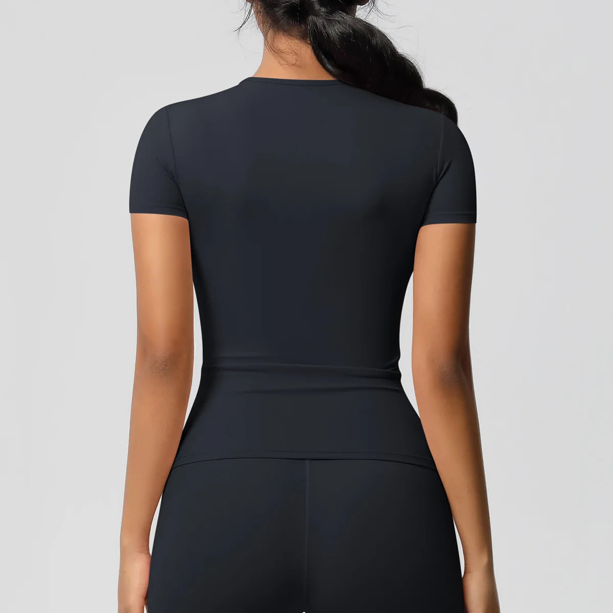 New Women Running Sports T Shirt Summer Short Sleeve Round Neck Breathable Stretchy Gym Yoga Slim Fitness Active Top Tee