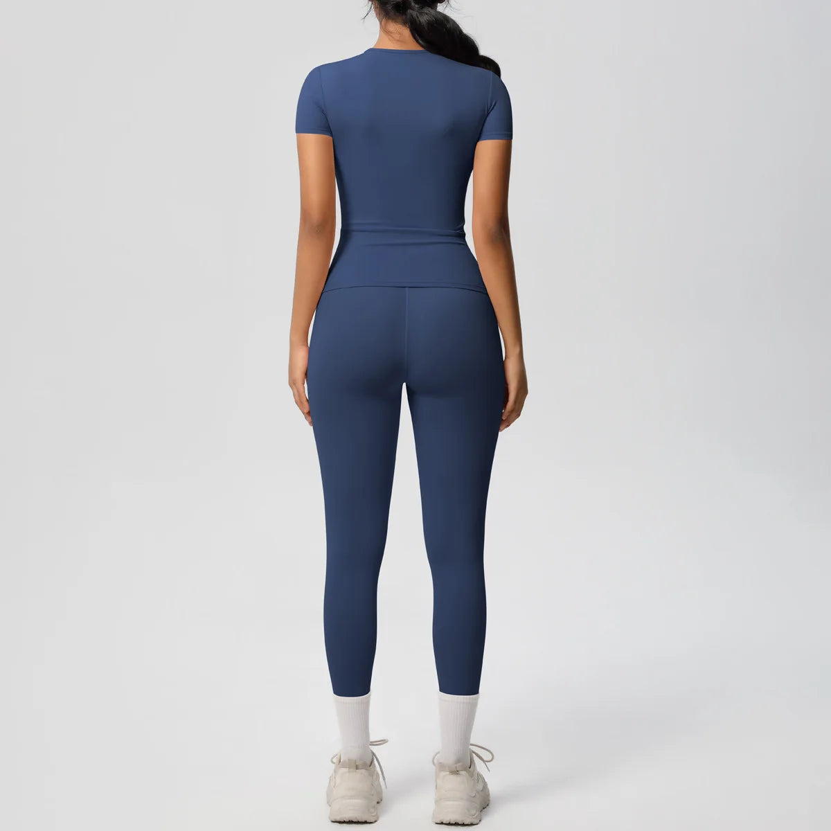 2PCS Yoga Set Women's Tracksuit Quick-Drying Gym Leggings Set Short Sleeve Breathable Gym Yoga Slim Fitness Active Top