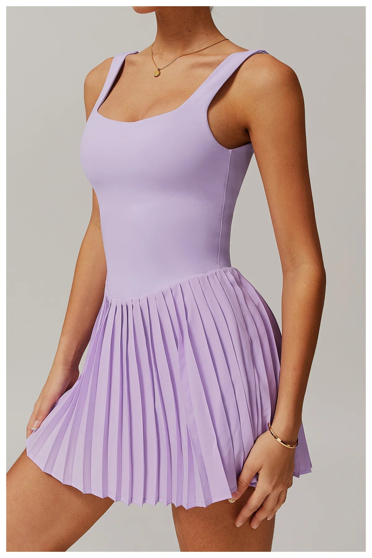 Yoga Set Naked Tennis Dress Women's Jumpsuit Bottom anti Glare Fitness Clothes Sports Running Pockets Pleated Skirt Sports Dress