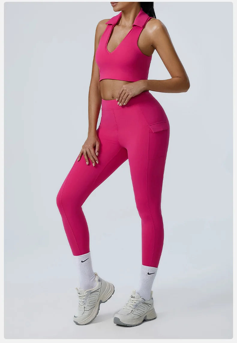 2PCS Yoga Set Women Tracksuit Sportswear Gym Workout Clothing Athletic Wear Fitness Bra High Waist Leggings Push Up Suit