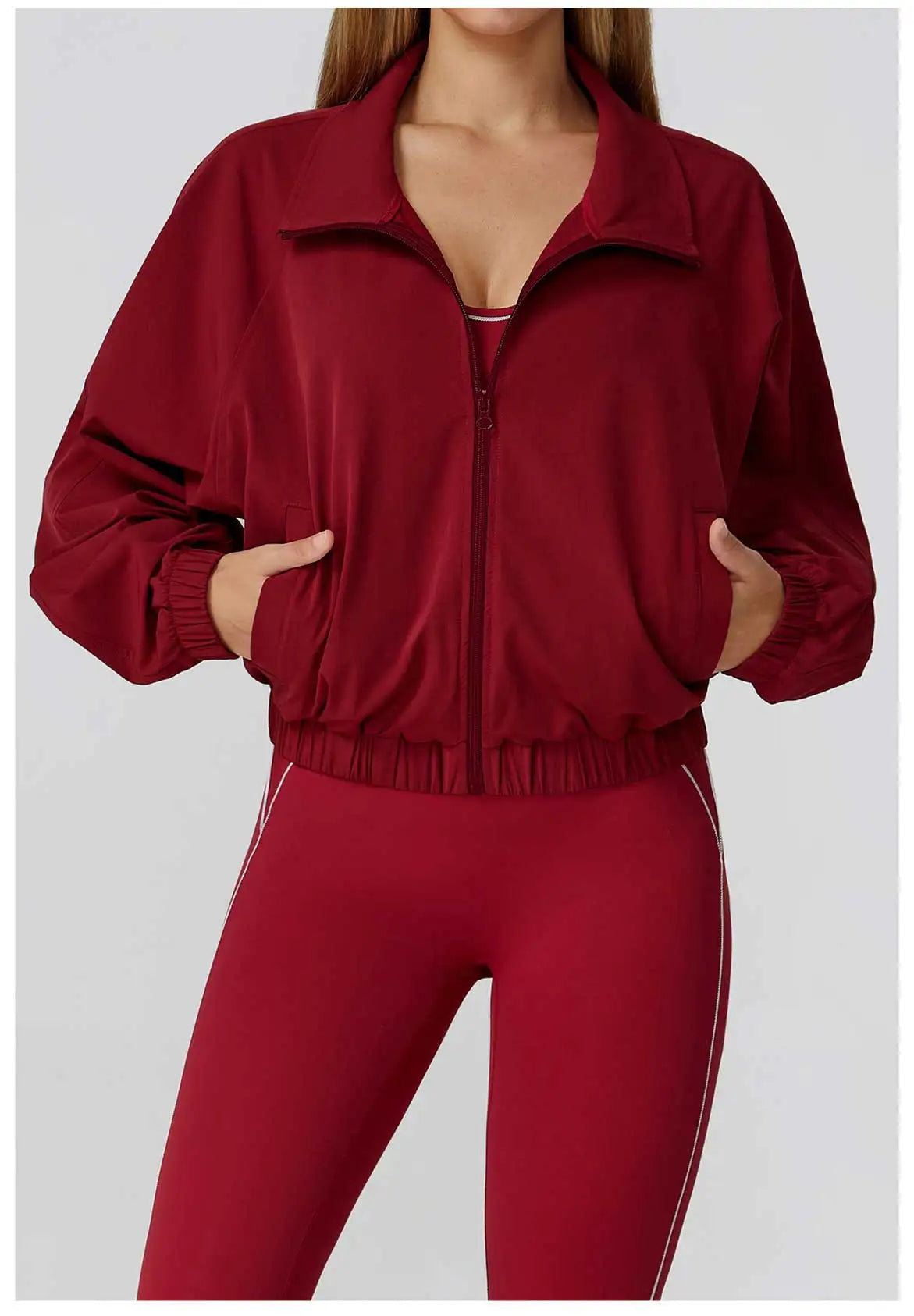 New Quick Drying Stand Up Collar Sports Jacket Women's Zipper Top Windproof Outdoor Running Fitness Long Sleeved Yoga Jacket