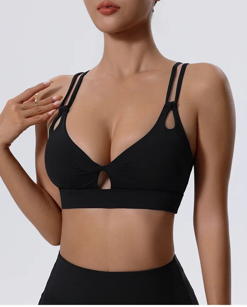 High Support Sports Bra Sexy Criss Cross Straps Back High Support Impact Yoga Underwear Running Fitness Gym Padded Bralette