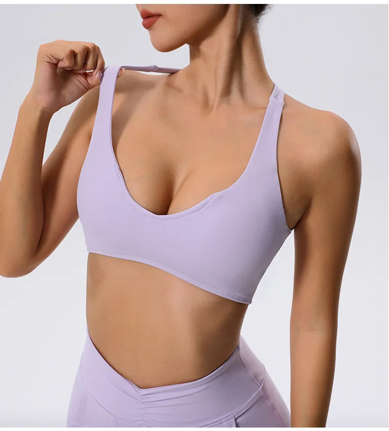 Push Up Sports Bra Women Underwear Cross Criss Top Padded Bralette Sports Bra Backless Training Fitness Workout Yoga Bra Women