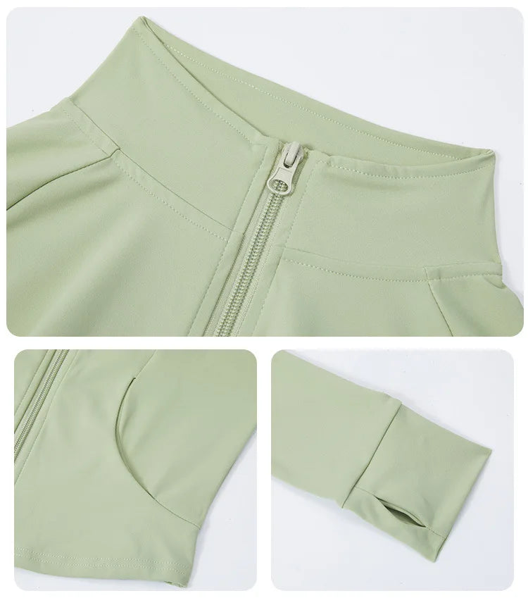 New Outdoor Running Yoga Jacket Elasticity Women's Sports Jacket Gym Sports Long Sleeves Women Quick-Drying Tights Zipper Hoodie