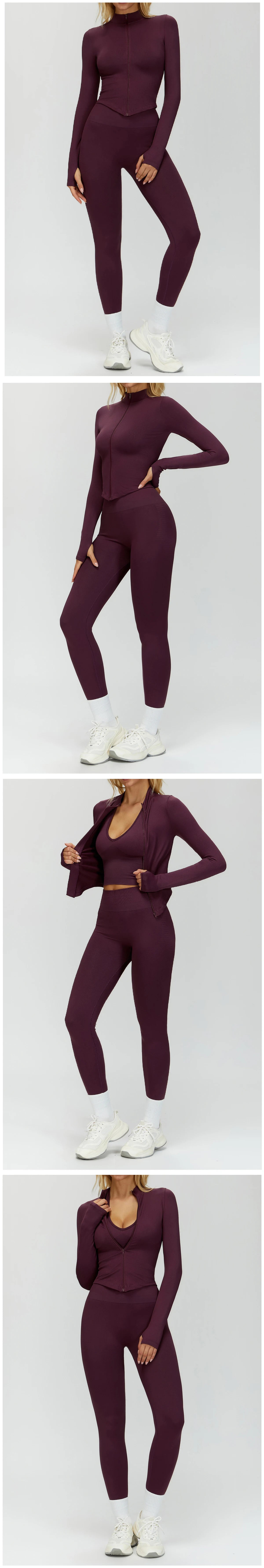2PCS Seamless Women Tracksuit Yoga Set Workout Outfit Sportswear Gym Clothing Fitness Long Sleeve High Waist Legging Sports Suit