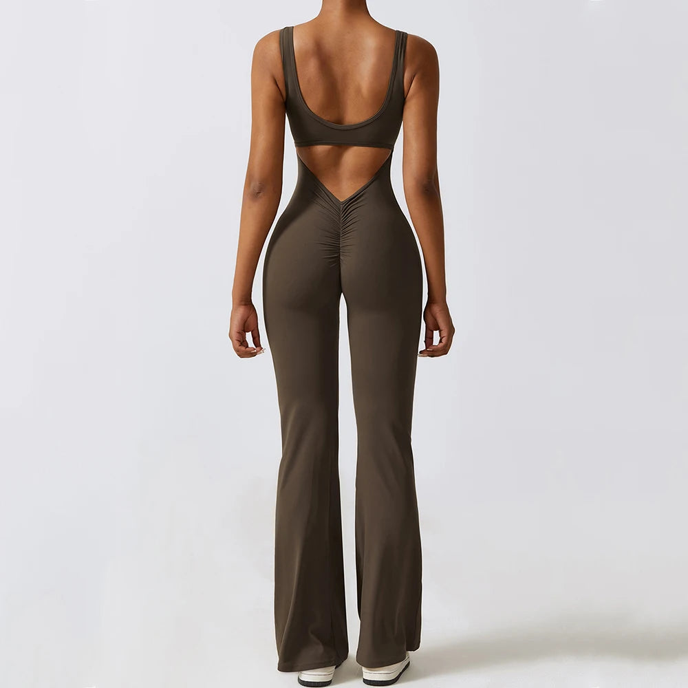 Gym Jumpsuit Women's Fitness Suit Yoga Sets Sports Overalls Woman Tracksuit Yoga Clothing Workout Sportswear Sexy Back V Rompers