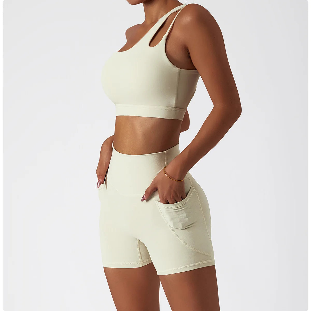 Comfort Single Strap Yoga Bra Chest Pad Running Women Sports Underwear Gym Top Stretch Pull Up Bra Women Vest Fitness Tank Top
