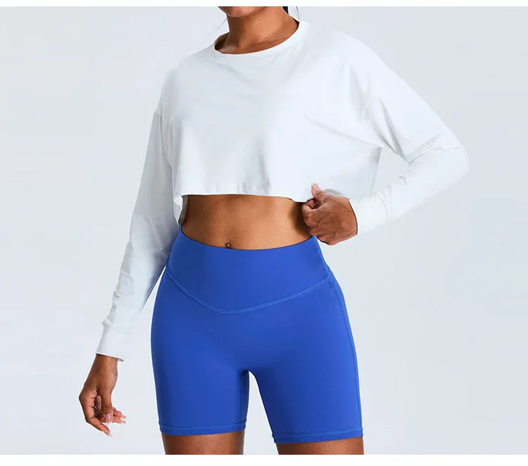 Women Loose Yoga Long Sleeved Fitness Top Loose Casual Sports T-shirt Quick Drying Workout Long Sleeved Running Fitness Clothes