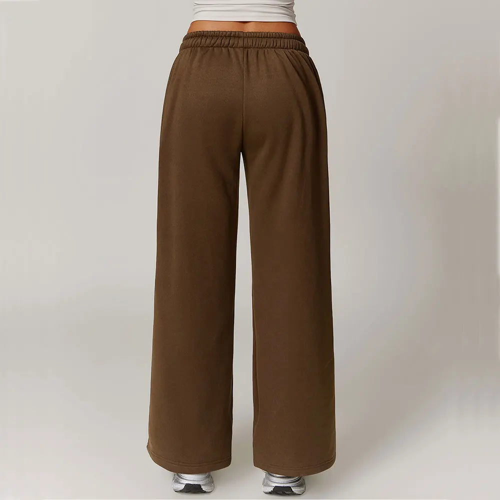 Winter Plush Loose Sports Sweatpants for Women Straight Leg Pants Warm Casual Pants Running Sports Pants for Women