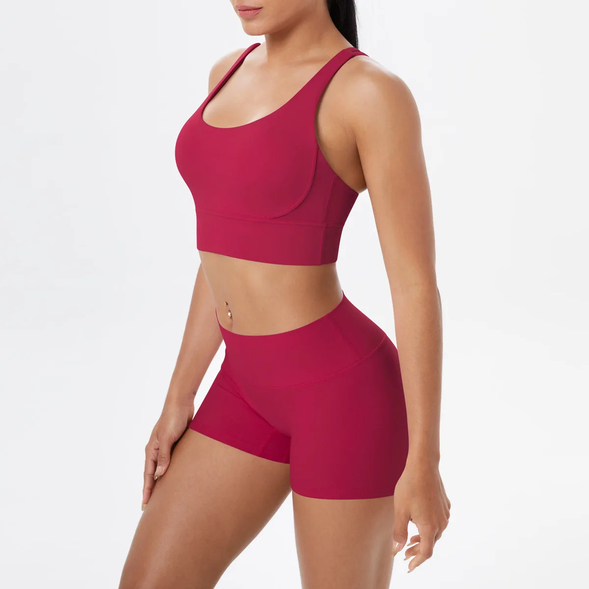 Yoga Sport Set Women Seamless Crop Top Bra Shorts Yoga Set Comfort Elastic Sportsuit Workout Outfit Fitness Gym Clothes