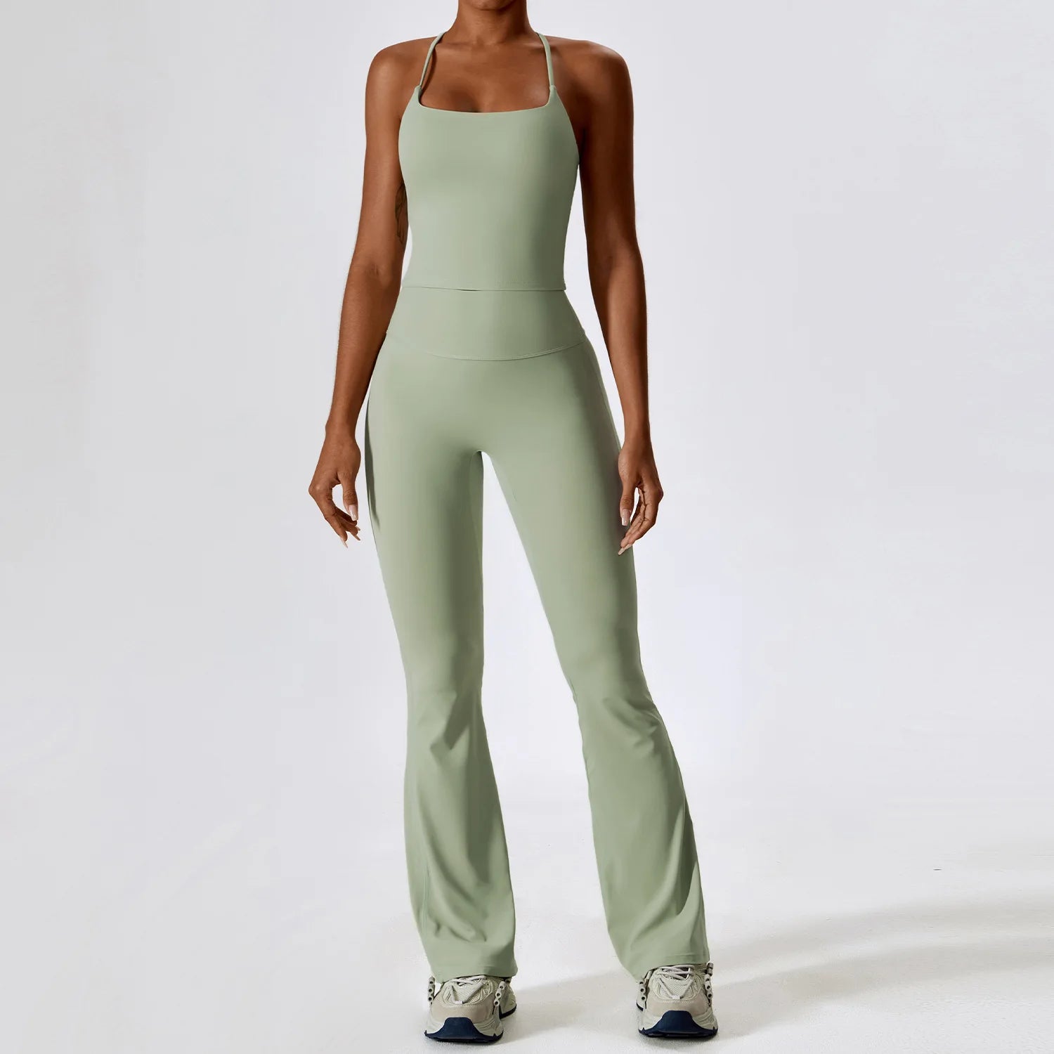 Women Yoga Set 2PCS Sportswear Push Up Workout Clothes Athletic Wear Gym Legging Fitness Bra Crop Top Long Sleeve Sports Suits