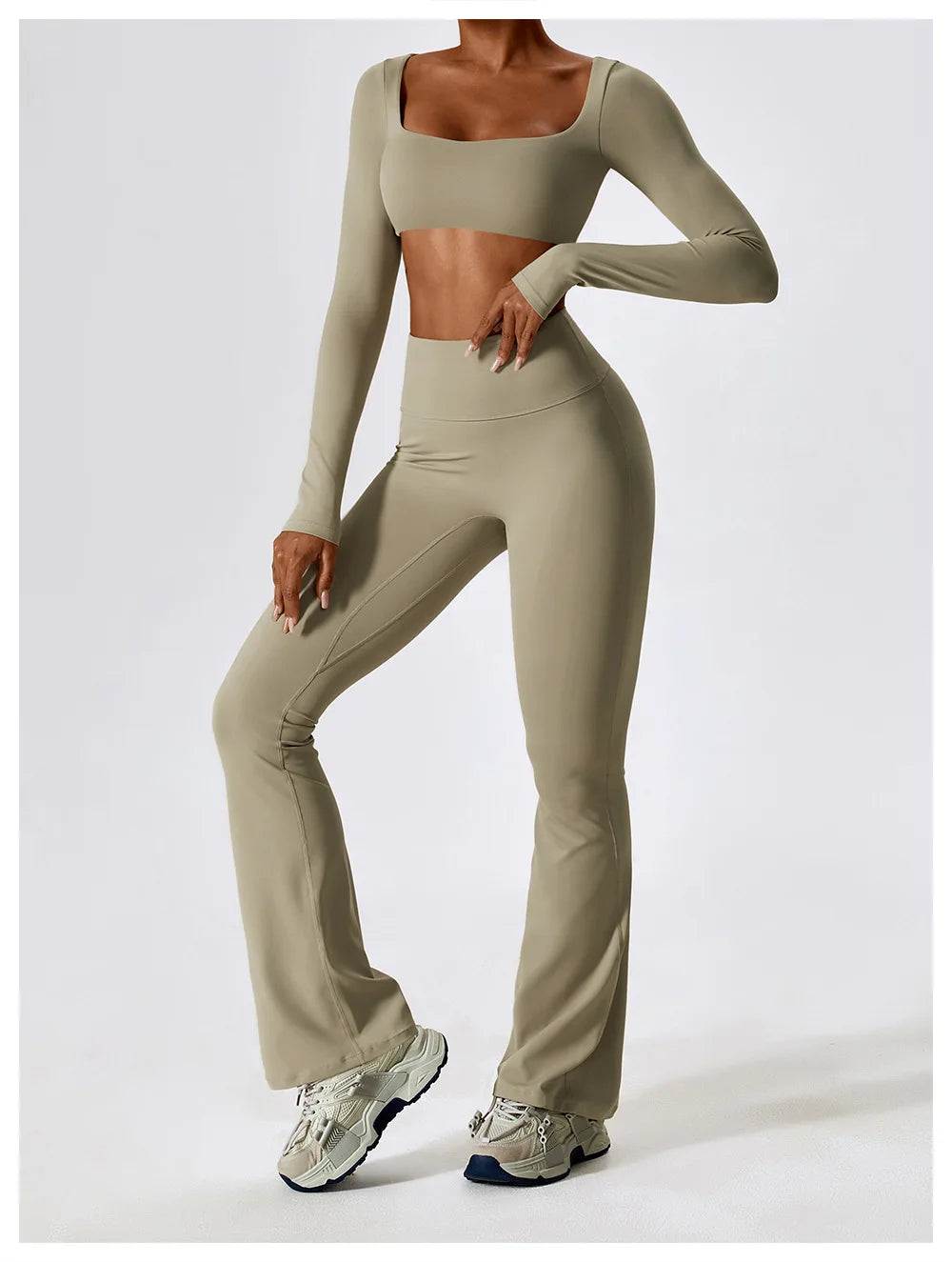 Women Yoga T-shirts Crop Tops Solid Sports Top Long Sleeve Running Shirts Sexy Exposed Navel Quick Dry Fitness Gym Sport Wear