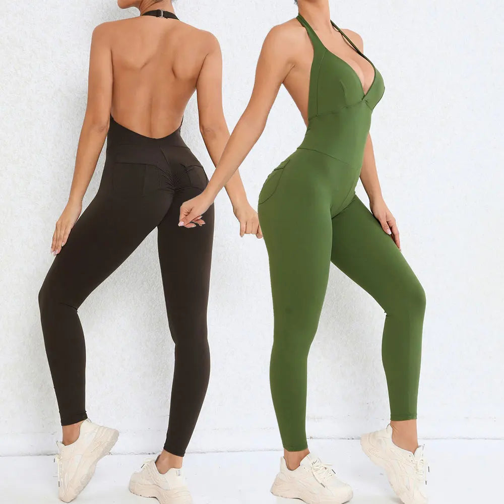 Women's Tracksuit Yoga Set Jumpsuits One Piece Bodysuits Fitness Rompers Sleeveless Sportswear Gym Set Workout Clothes