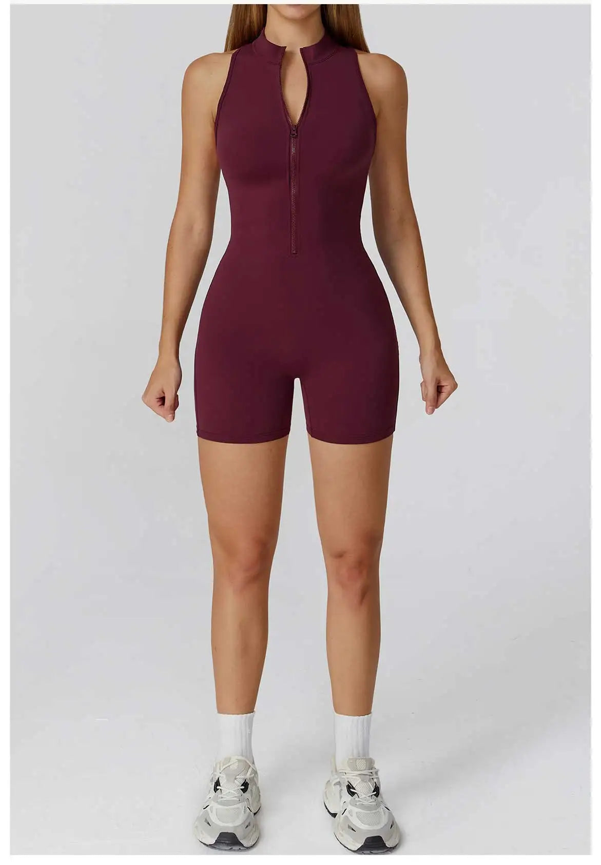 Scrunch Sports Overalls Gym Jumpsuit Women's Fitness Suit Short Sets for Woman Tracksuit Yoga Clothing Zipper Workout Sportswear