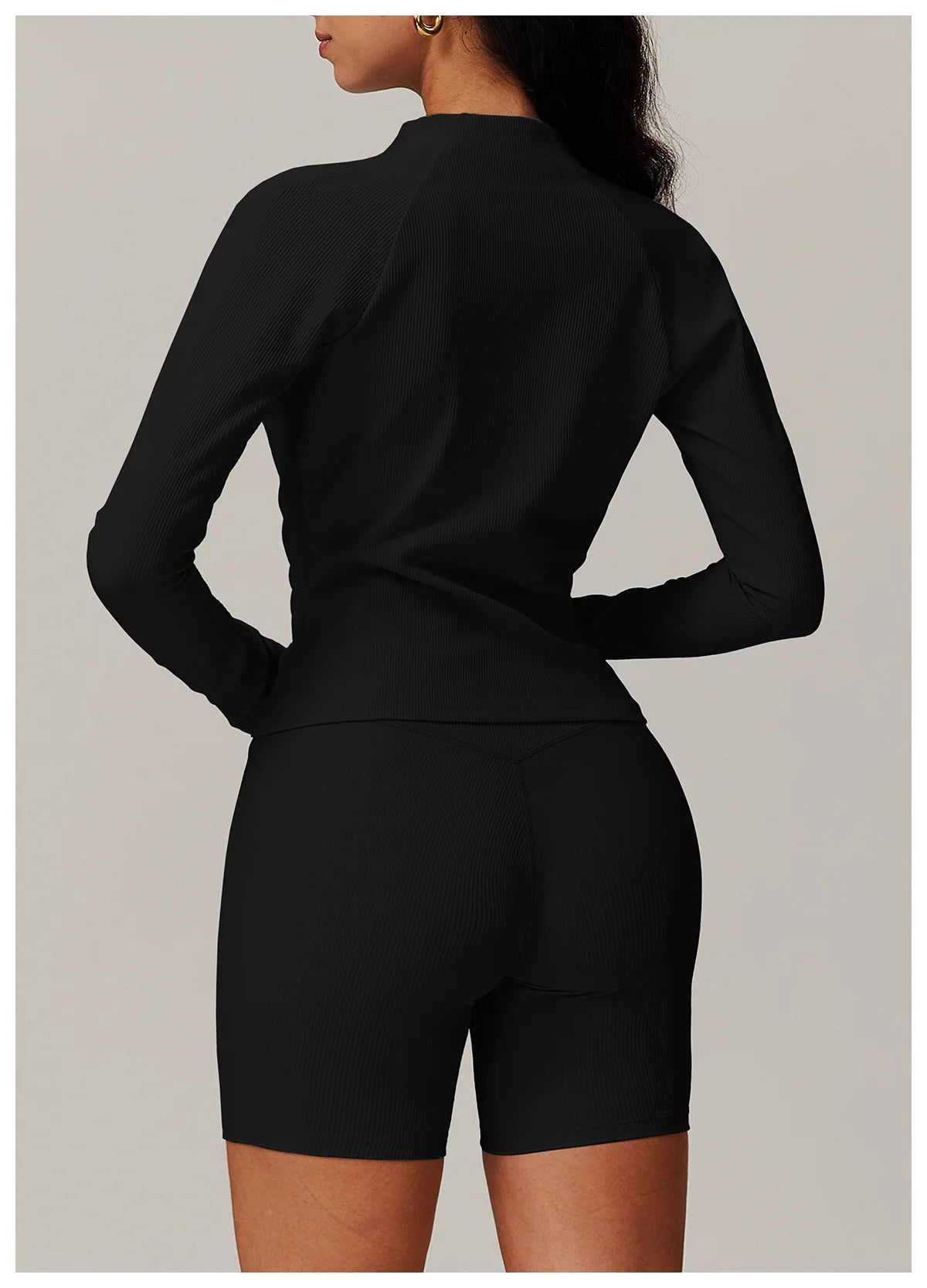 Ribbed Sports Long Sleeved Women Slim Yoga Clothes Quick Dry Zipper Cardigan Stand Up Collar Jacket Running Fitness Jacket Top