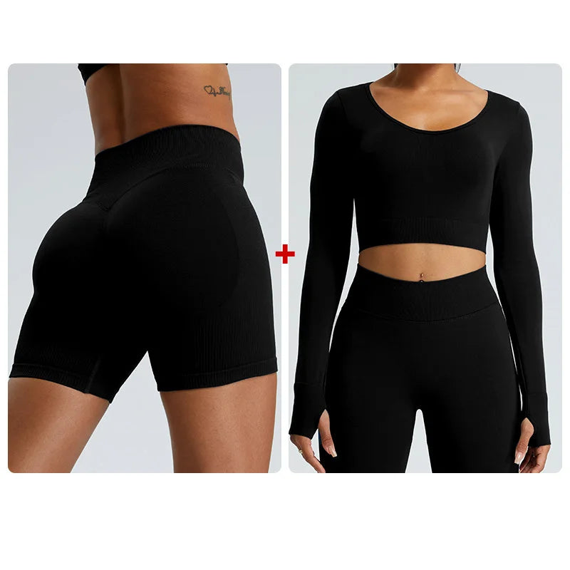 Seamless 2PCS Sportswear Yoga Set For Women Gym Clothes Sportswear Yoga Suits Fitness Set Tracksuits Sports Bra Gym Leggings Set
