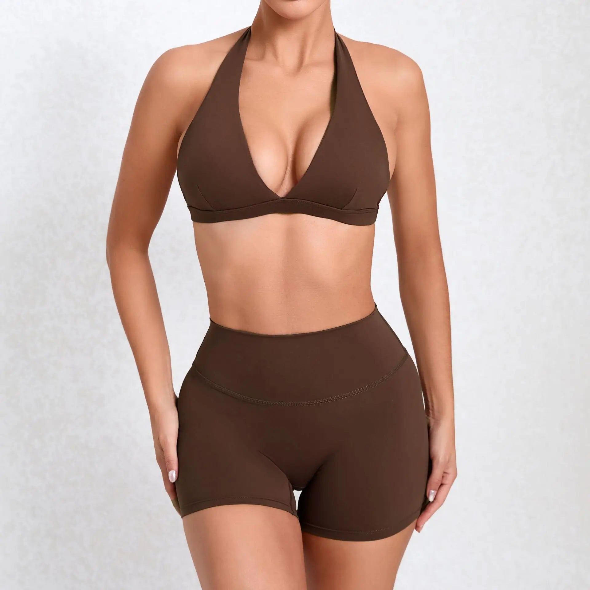 2PCS Yoga Sets Women Gym Workout Clothes High Waist Yoga Shorts Sports Bra High Waist Short Sets Push Up Running Athletic Wear