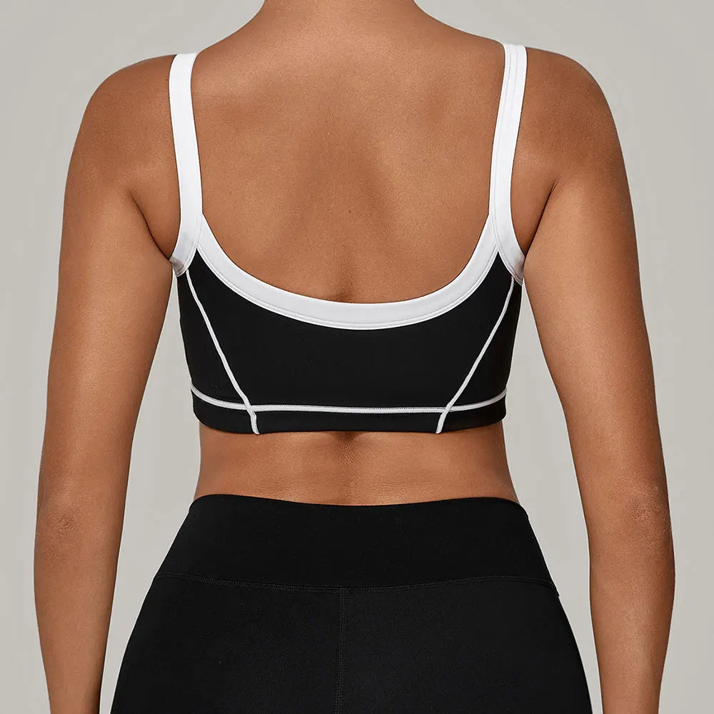 Patchwork Sports Bra Anti-Sweat Fitness Top Women Yoga Bra Shockproof Crop Top Push Up Sport Bra High Strength Gym Workout Top