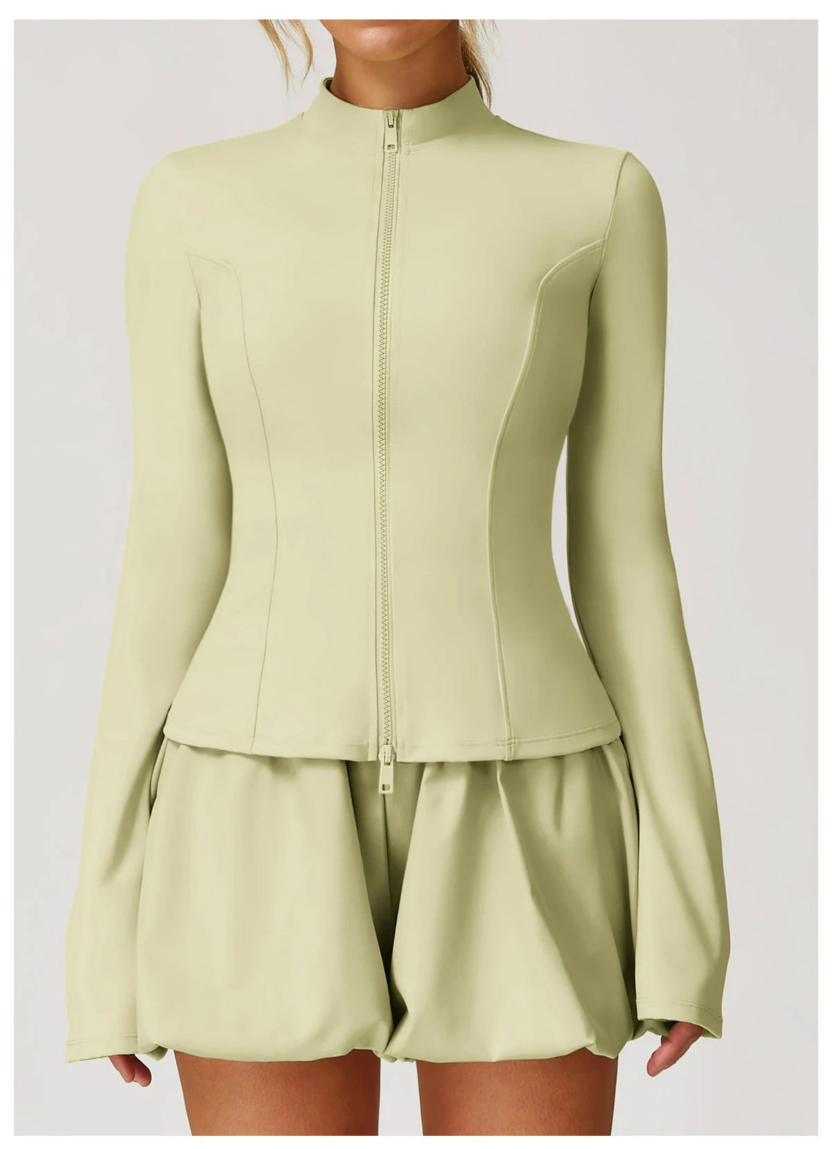 Summer Yoga Suit Women's High-end Standing Collar Long Sleeved Sports Jacket Running Training Fitness Top Windproof Running Suit