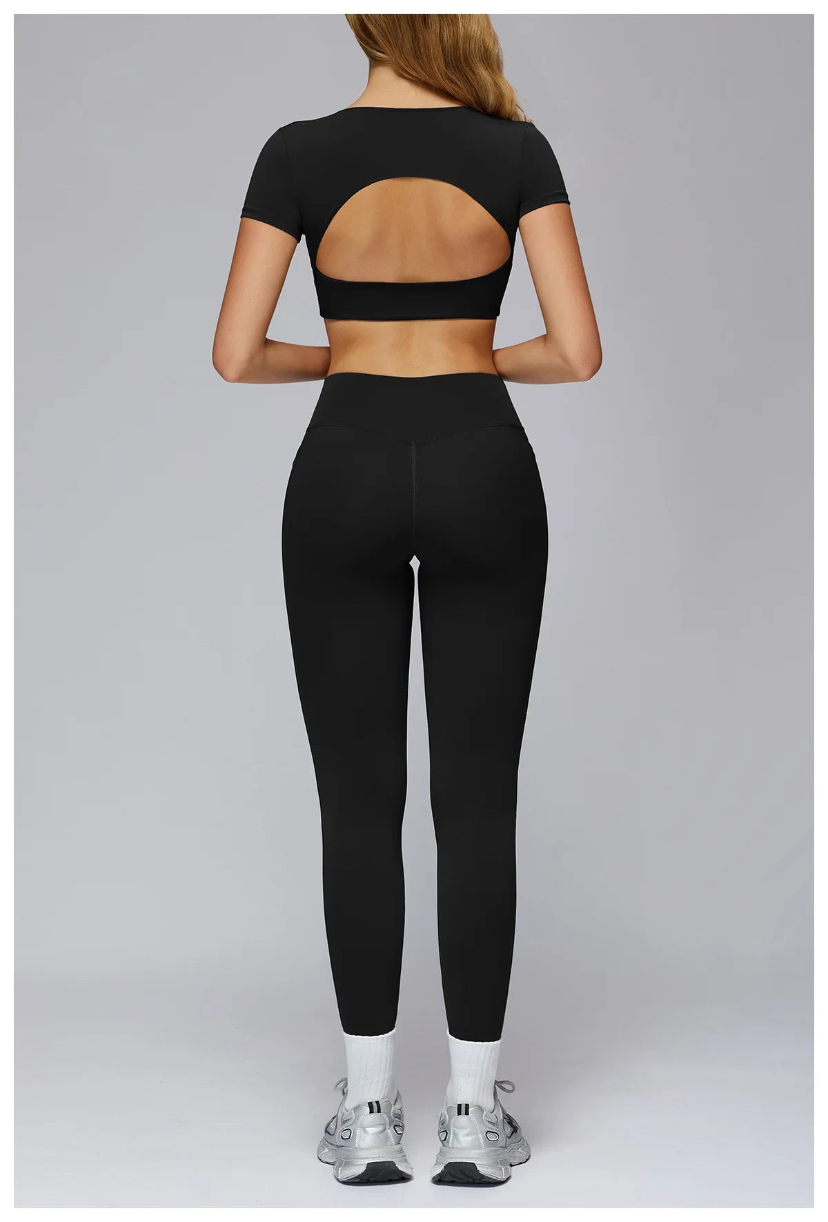 Yoga Top Women Sport T Shirts Fitness Clothes Workout Short Sleeve Top Yoga Shirt Gym Running Back Hollow Out Push Up Sport Top