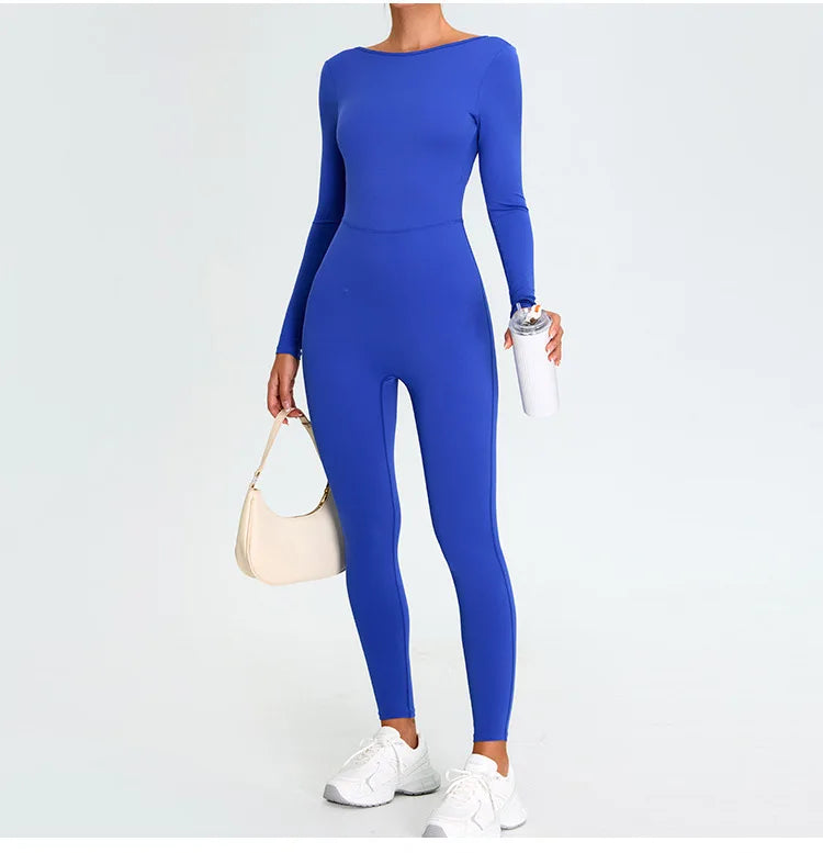 Fitness Rompers Women Gym Set Training Yoga Suit Sportswear Women Sports Jumpsuit Long Sleeved Stretch Push Up Workout Bodysuits