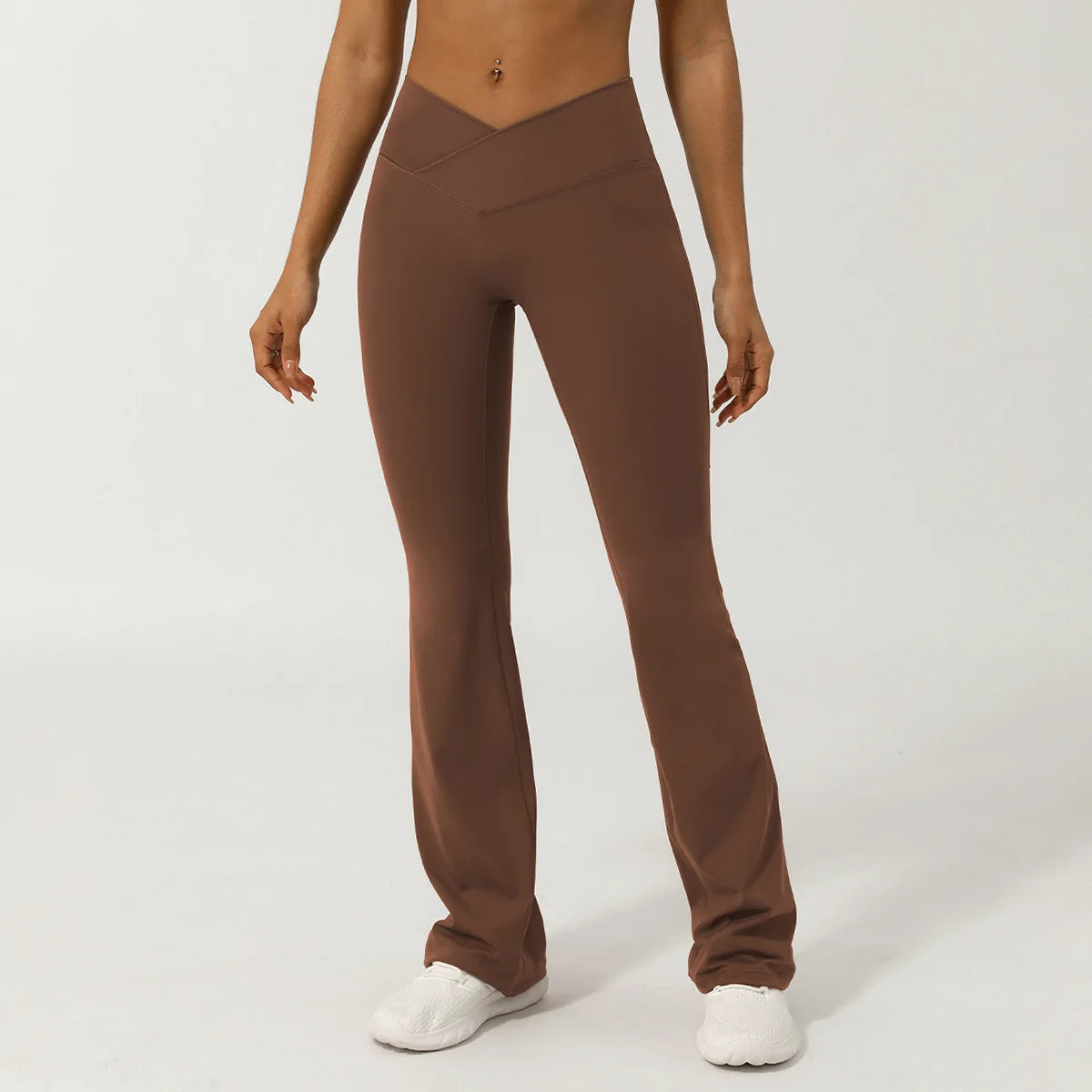 Women Yoga Bell-bottoms Tight Lifting High Waist Tights Cross Waist Sport Flared Pants Gym Running Breathable Fitness Leggings