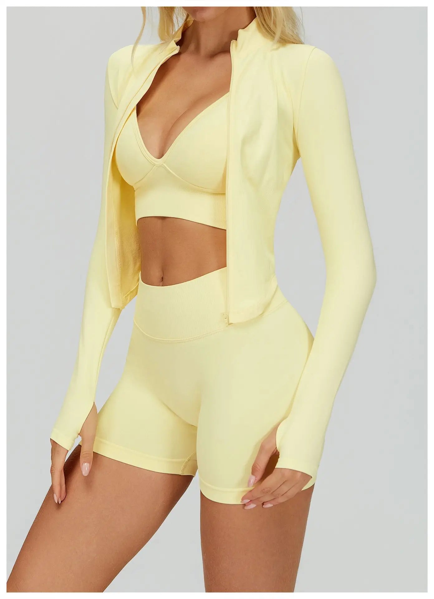 Seamless Outdoor Sports Long Sleeved Women Yoga Coat Quick Dry Zipper Cardigan Stand Up Collar Jacket Running Fitness Jacket Top