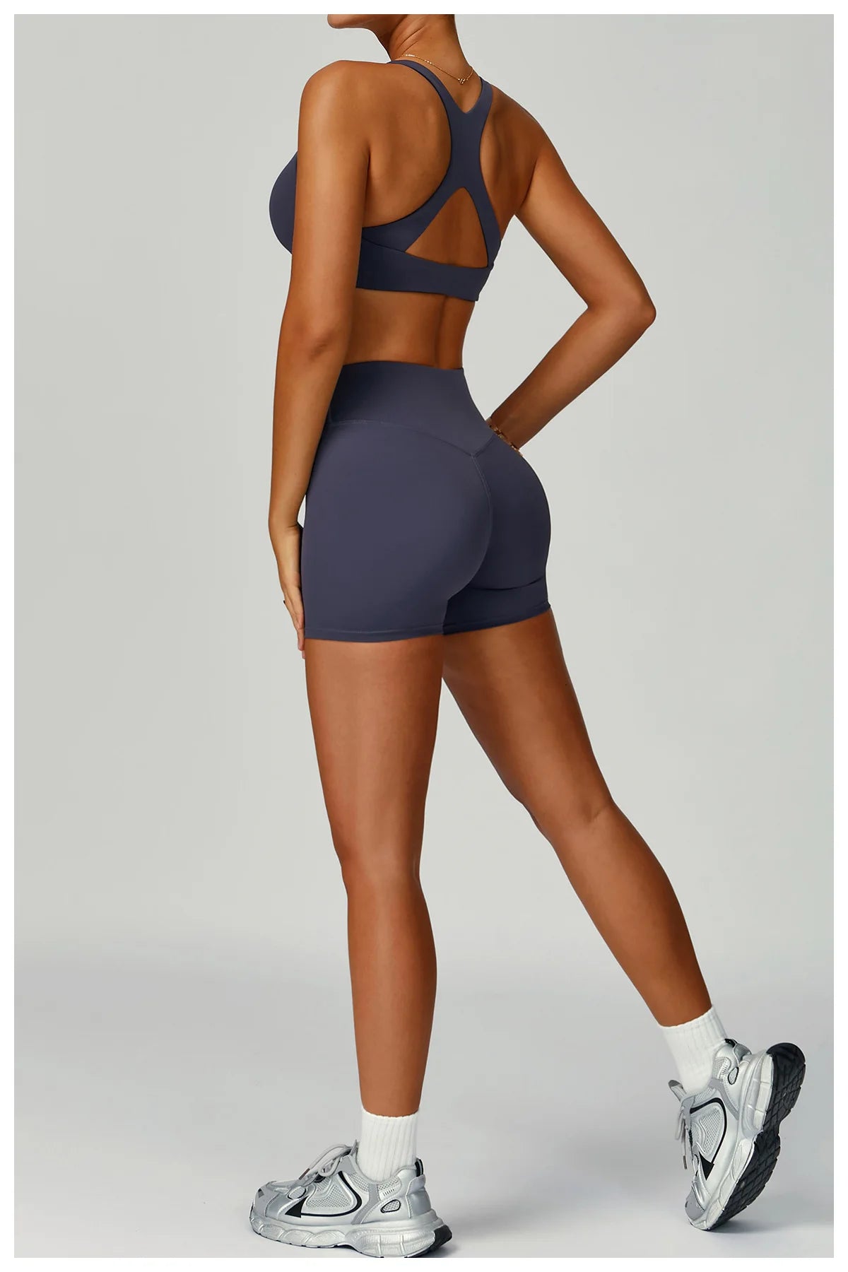Women Tracksuit Yoga Shorts Set Seamless Yoga Set Workout Scrunch Shorts Sets Sports Bra Scrunch Shorts Fitness Clothes Gym Suit