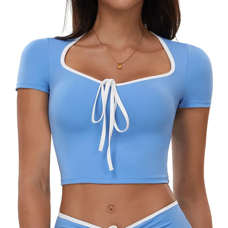 Sports T-shirt Women's Tight Fitting Quick Drying Short Sleeved Yoga T-shirt Pilates Running Exercise Fitness Short Sleeved
