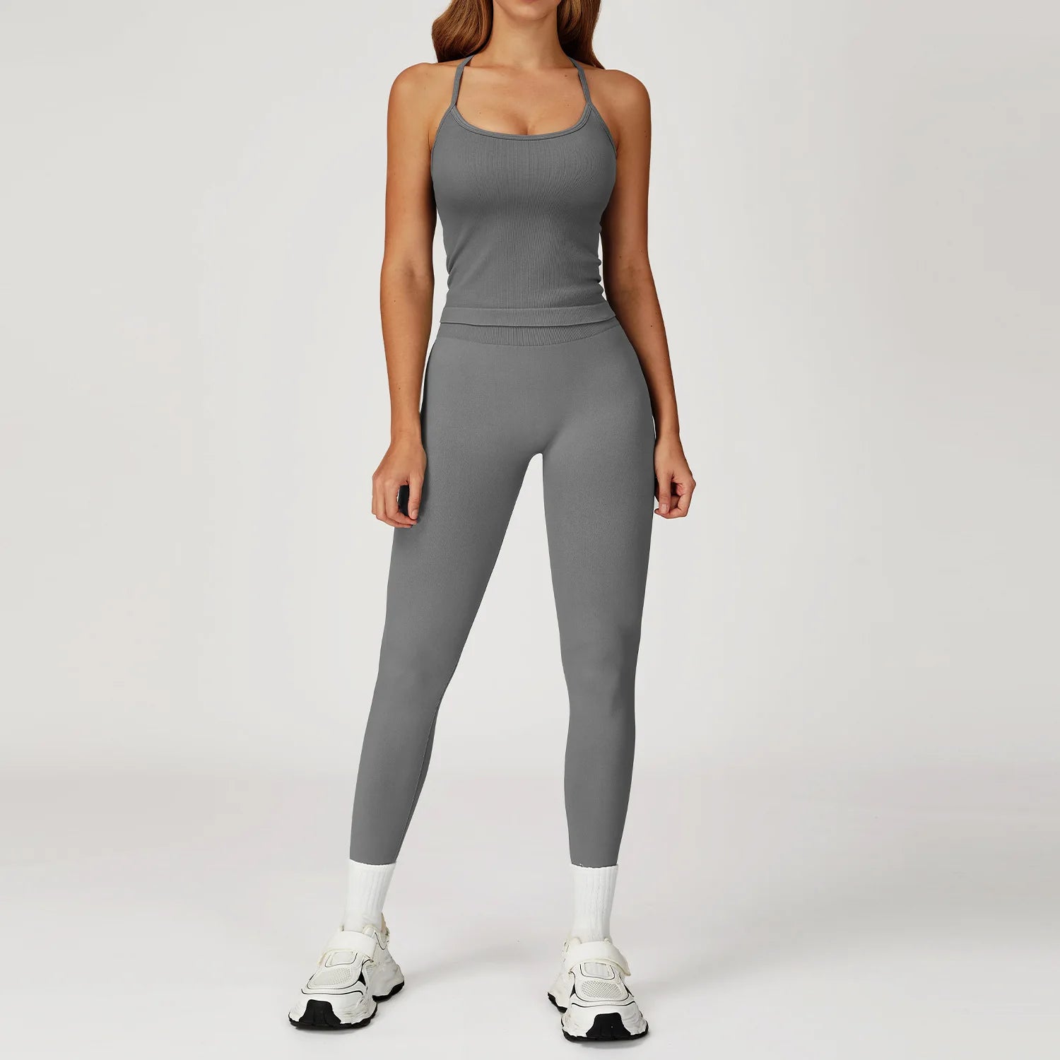 2PCS Seamless Yoga Set Gym Clothes Athletic Wear Women Fitness Set Tracksuits Sports Long Sleeved Gym Suit Leggings Sportswear