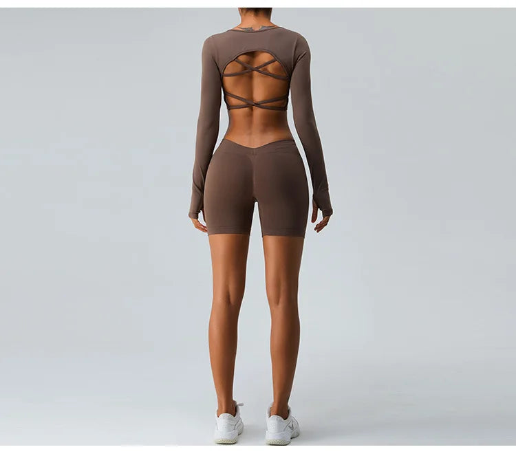Seamless V Back Yoga Shorts Women Sportwear Fitness Tights Elastic Scrunch Gym Cycling Push Up Running Workout High Waist Shorts