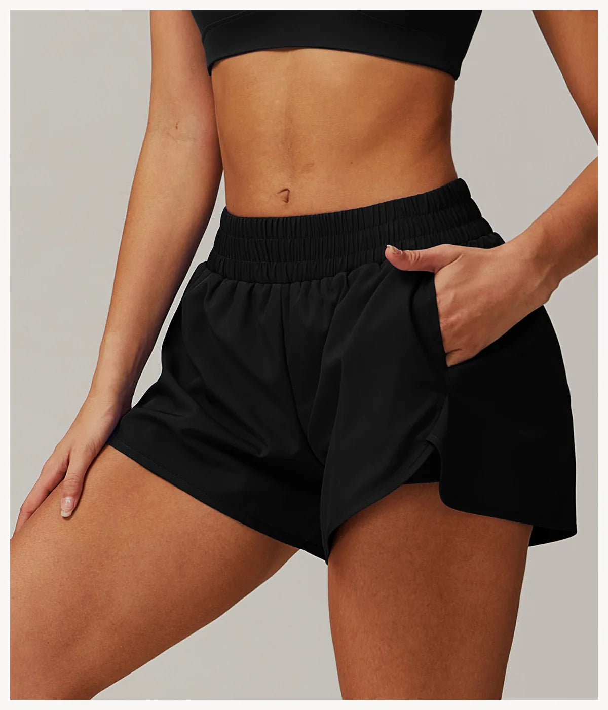 Yoga Shorts Women Fitness Shorts Running Cycling Shorts Breathable Sports High Waist Workout Gym Shorts Pocket Fake Two Pieces