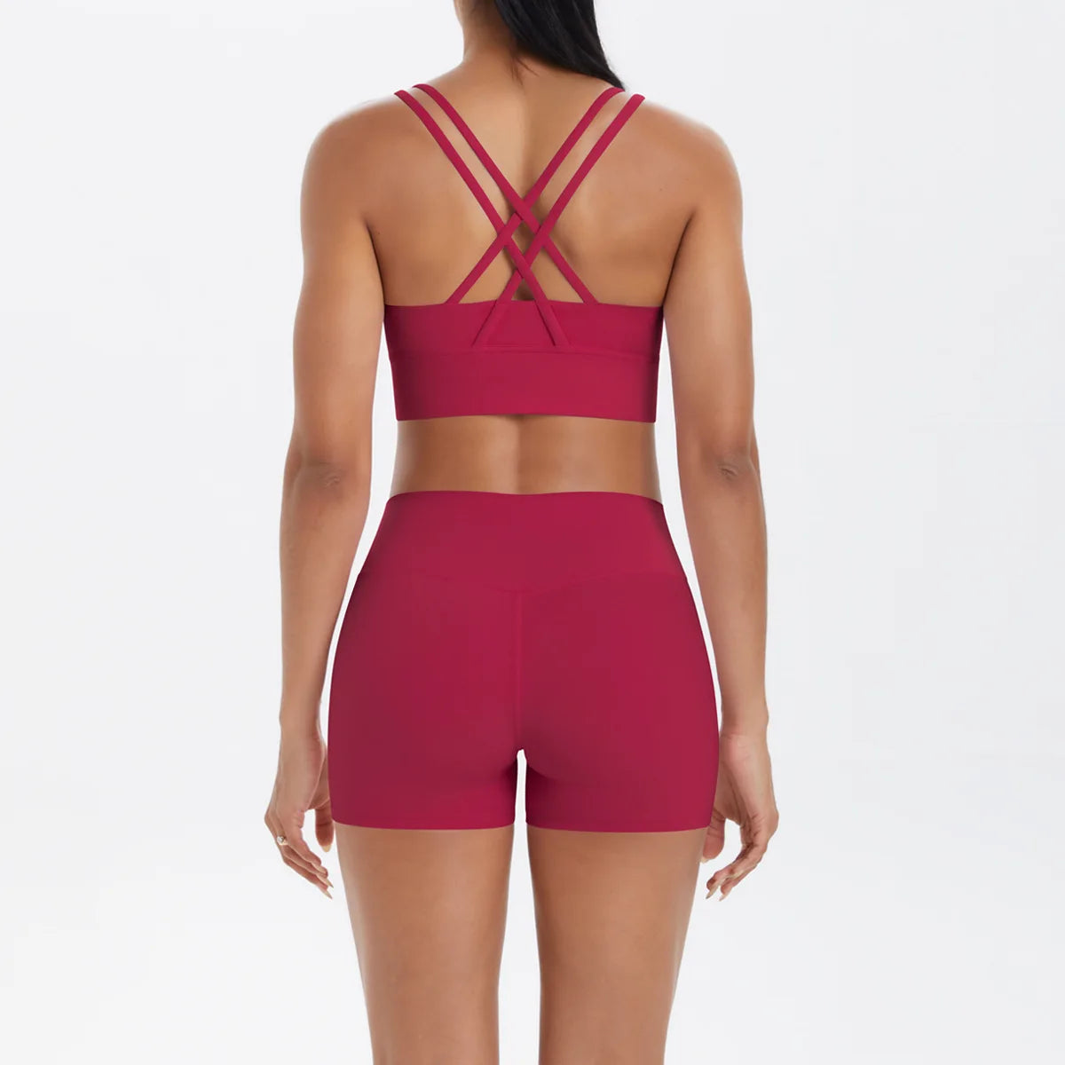 Yoga Sport Set Women Seamless Crop Top Bra Shorts Yoga Set Comfort Elastic Sportsuit Workout Outfit Fitness Gym Clothes