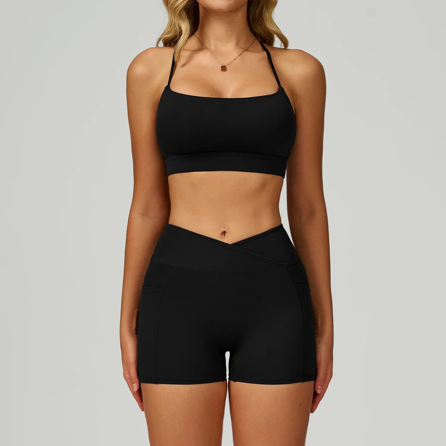 Yoga Suit 2PCS Women Tracksuit Sports Bra High Waist Leggings Shorts Outfit Gym Set Fitness Workout Clothes Push Up Sportswear