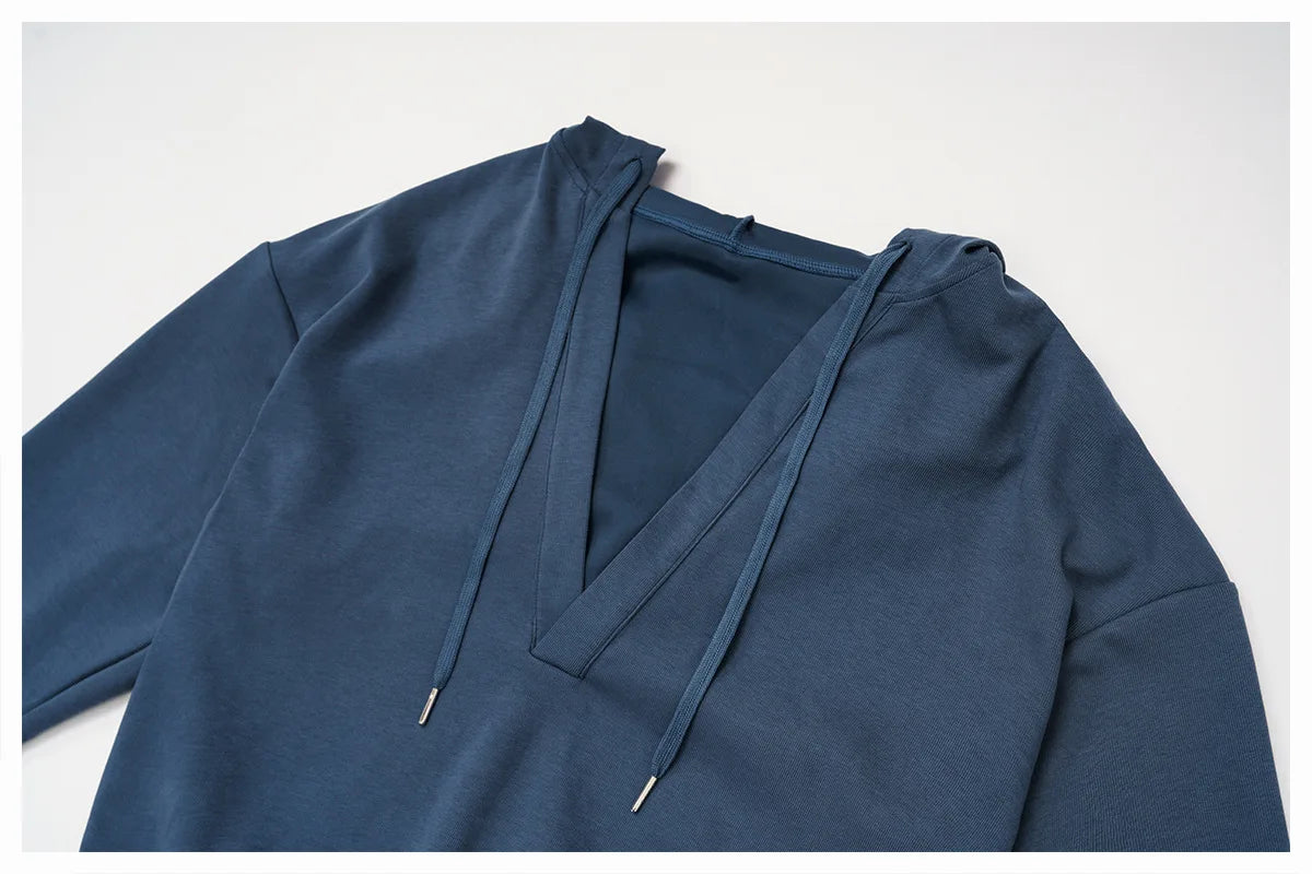 Autumn New Yoga Long Sleeved Women's Hooded Jacket V-neck Loose and Comfortable Outerwear Outdoor Running Workout Sports Jacket