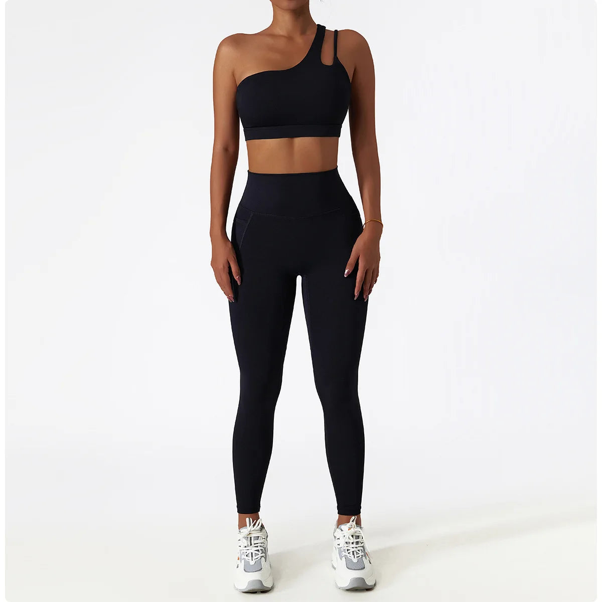 Comfort Single Strap Yoga Bra Chest Pad Running Women Sports Underwear Gym Top Stretch Pull Up Bra Women Vest Fitness Tank Top
