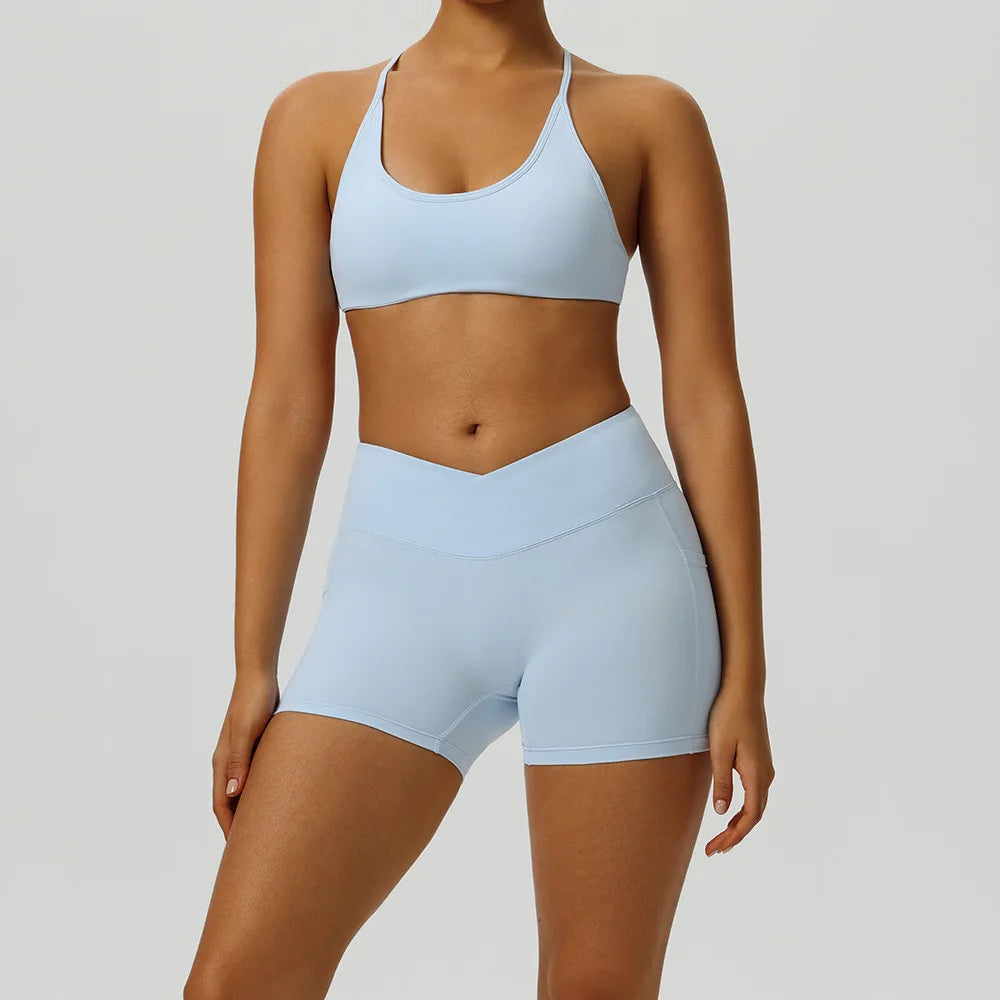 2PCS Women Tracksuit Gym Yoga Set High Waist Leggings Sports Bra Top Workout Outfit Fitness Activewear Running Training Clothes