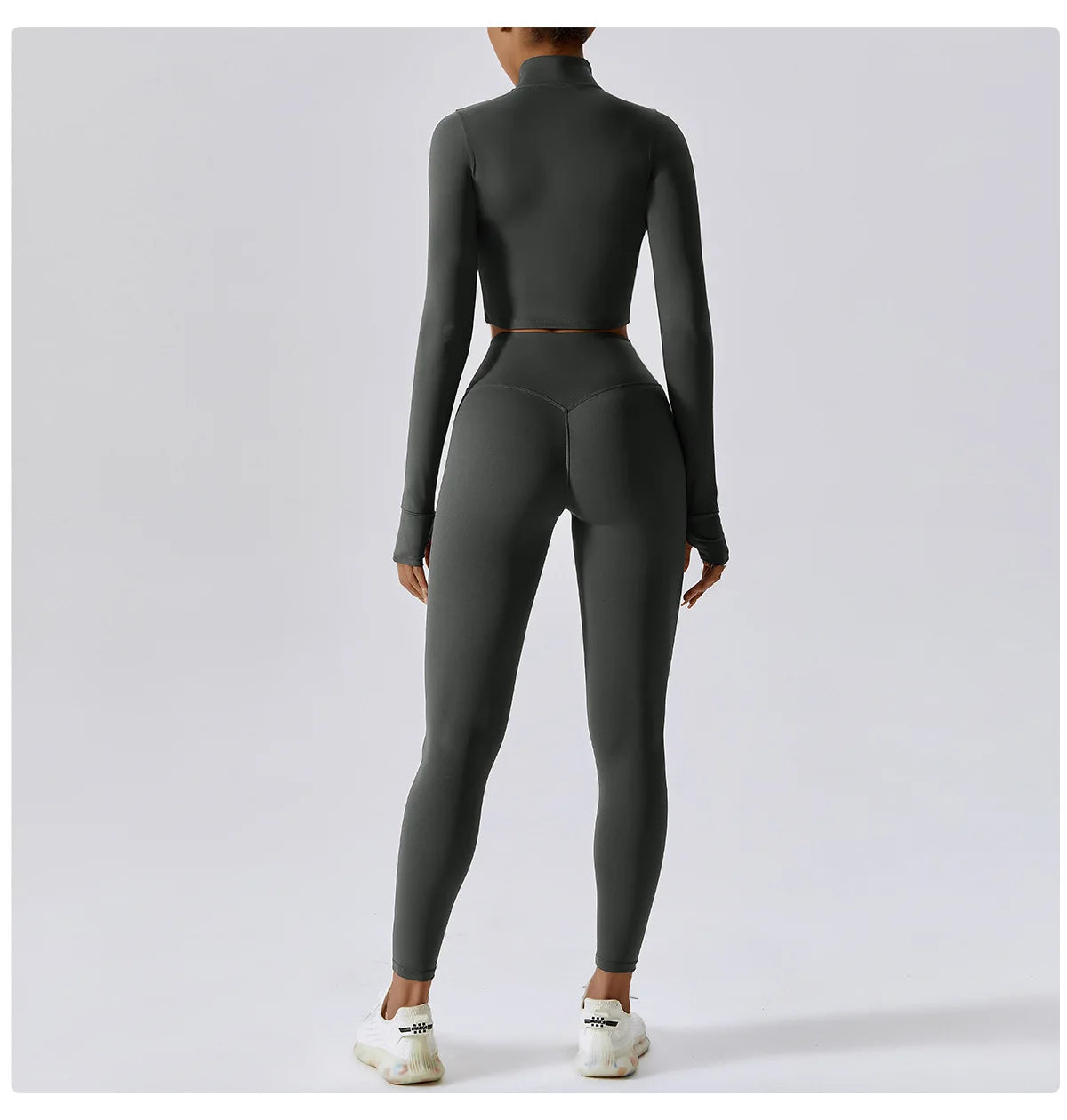 Women Outdoor Sports Long Sleeved Slim Yoga Clothes Quick Dry Zipper Cardigan Stand Up Collar Jacket Running Fitness Jacket Top
