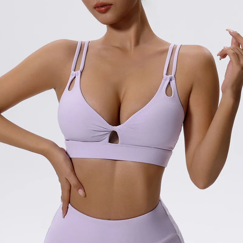 High Support Sports Bra Sexy Criss Cross Straps Back High Support Impact Yoga Underwear Running Fitness Gym Padded Bralette