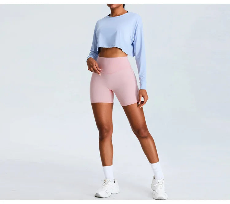 Women Loose Yoga Long Sleeved Fitness Top Loose Casual Sports T-shirt Quick Drying Workout Long Sleeved Running Fitness Clothes