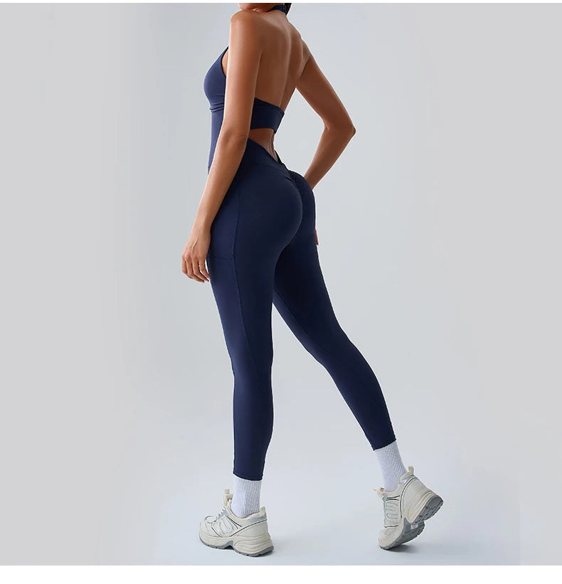 Workout Jumpsuit Sports Overalls Women Rompers Gym Clothing Running Tracksuit Fitness Gym Clothes Push Up Sportswear Yoga Set