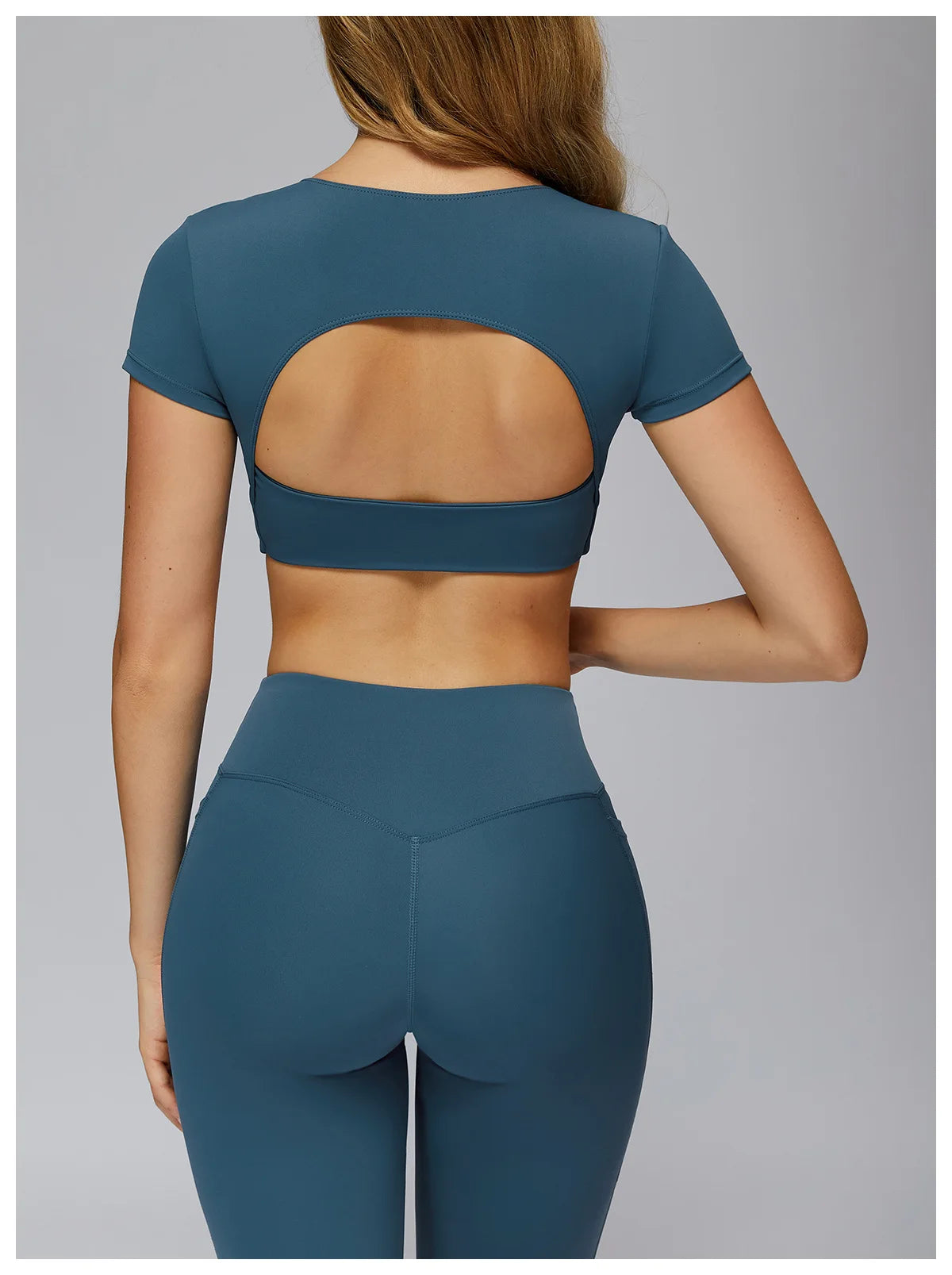 Yoga Top Women Sport T Shirts Fitness Clothes Workout Short Sleeve Top Yoga Shirt Gym Running Back Hollow Out Push Up Sport Top