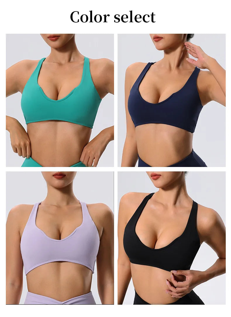Push Up Sports Bra Women Underwear Cross Criss Top Padded Bralette Sports Bra Backless Training Fitness Workout Yoga Bra Women