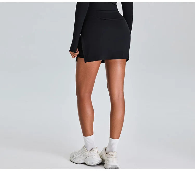 High Waist Sports Short Skirt Women's Yoga Short Skirt Running Training Fitness Tennis A-line Skirt Fake Two Yoga Short Skirts