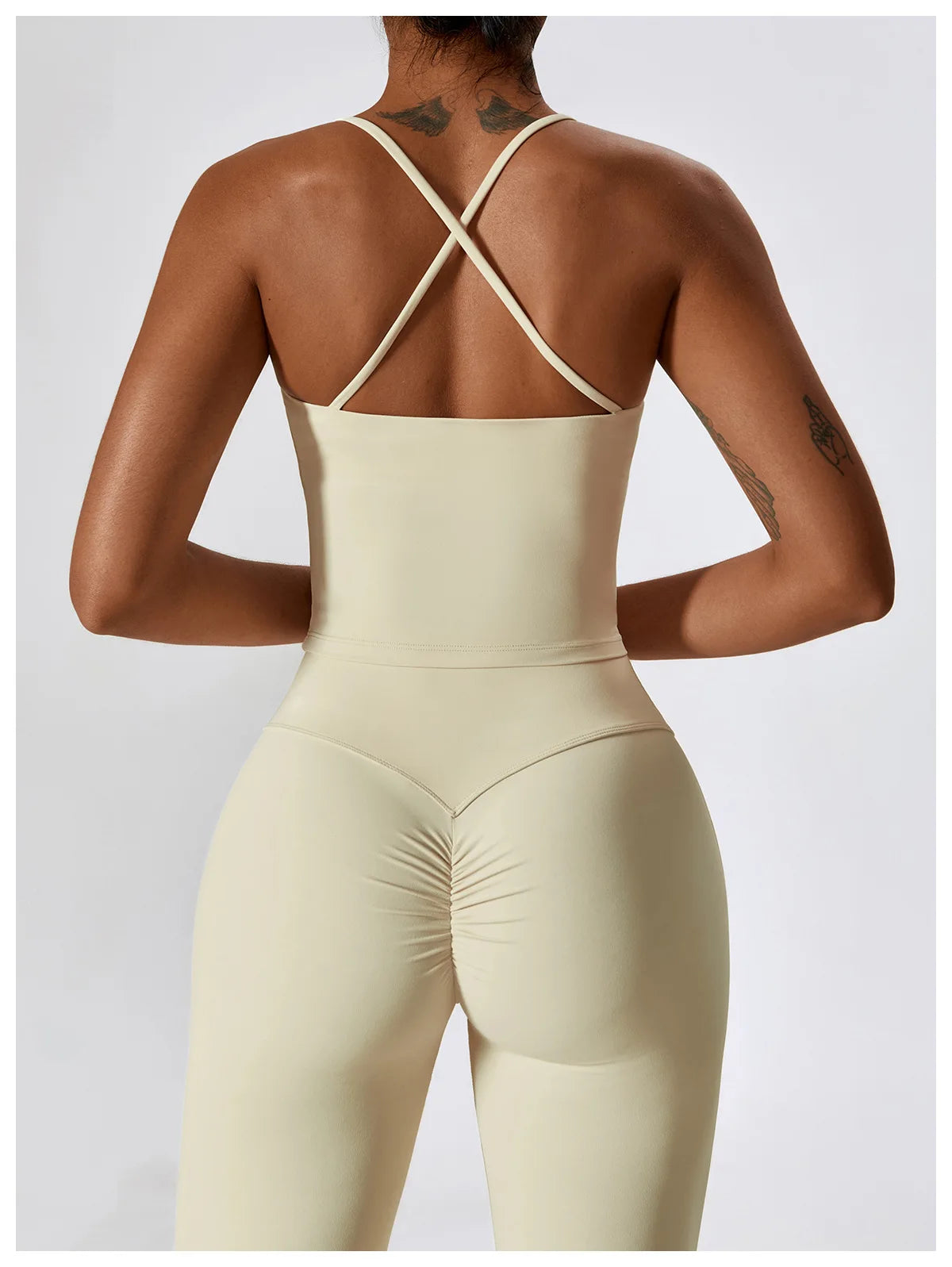 Women Tracksuit Gym Yoga Suit 2PCS Tight Fitting Sports Set Workout Breathable T Shirts Bra Tank Top Loose Bell-bottoms Leggings
