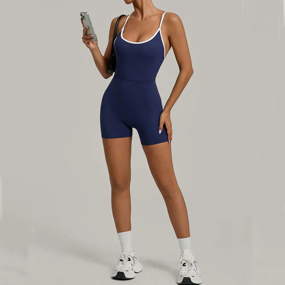 Summer Workout Jumpsuit Sports Overalls Women Rompers Gym Clothing Running Fitness Suits Gym Tracksuit Short Sportswear Yoga Set